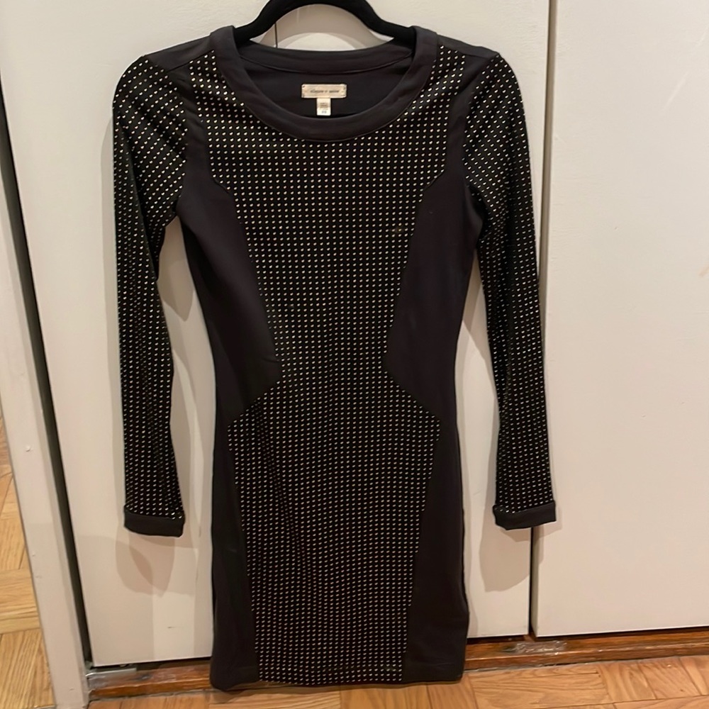 Women’s Black and gold stud jersey mini dress size XS